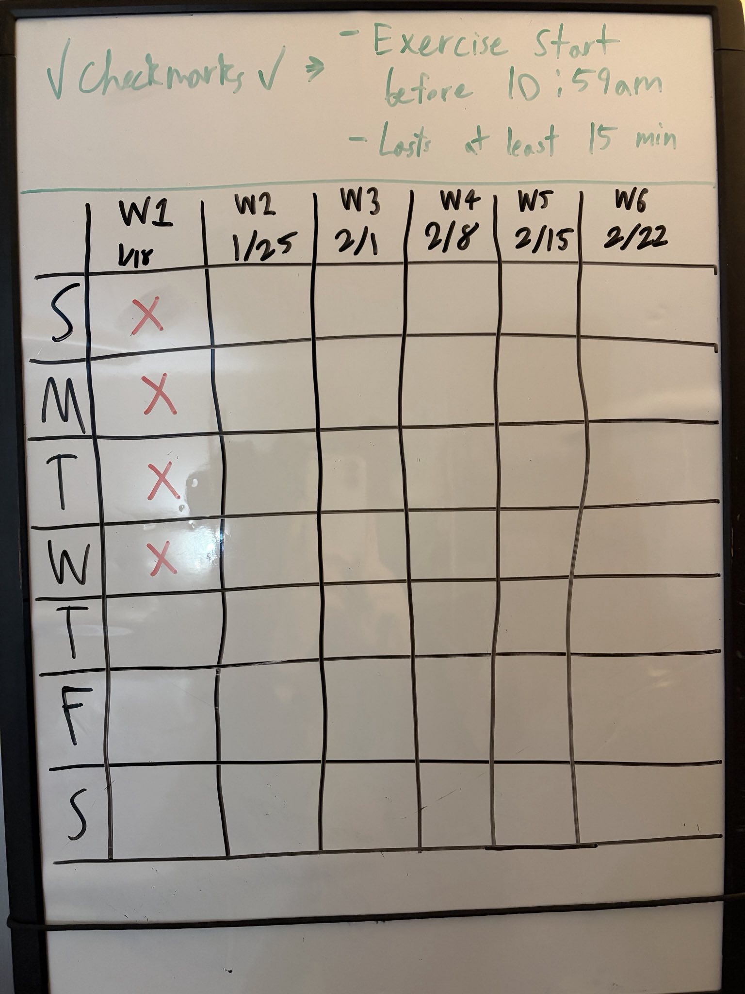 1-21-26 whiteboard strapped to a tall cabinet shelf thing